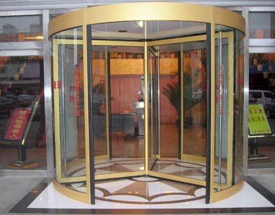 金色氟碳噴涂手動(dòng)三翼旋轉(zhuǎn)門